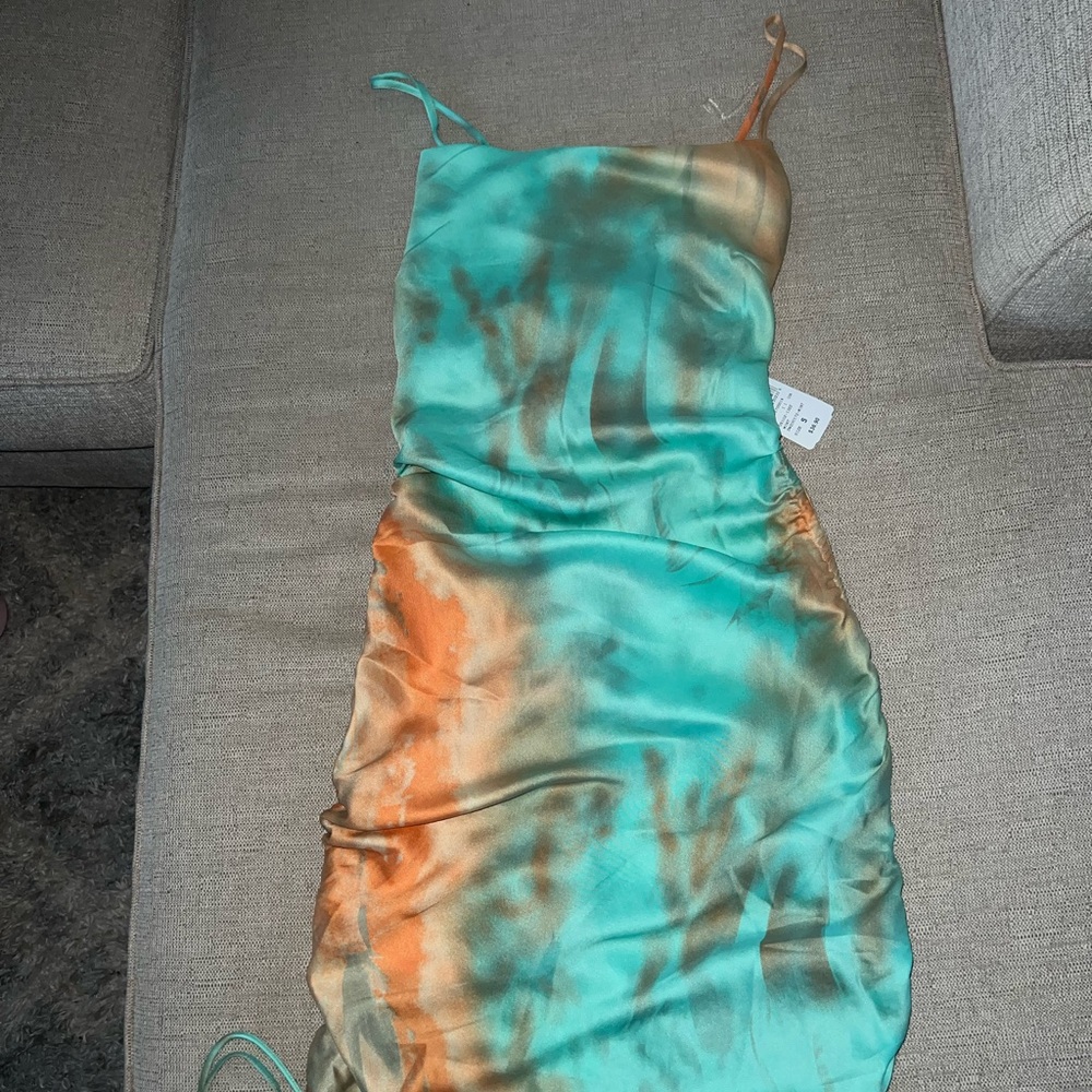 Windsor Tie Dye Sunset Satin Mini Dress